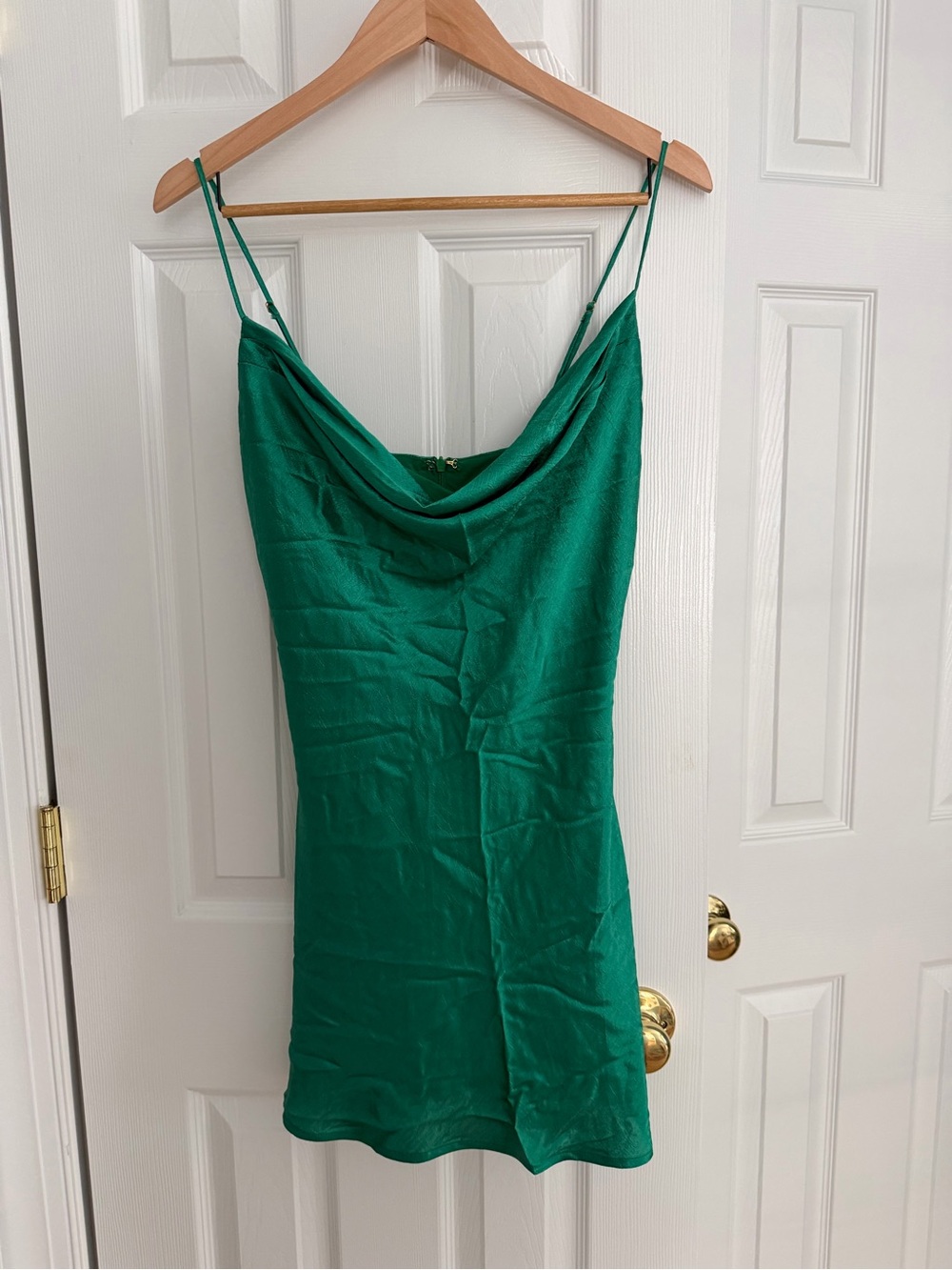 Emerald Green Cowl Neck Mini Slip Dress